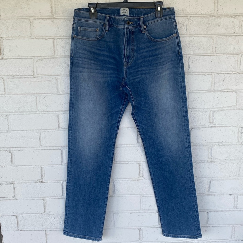 Flint and Tinder Jeans Mens Blue Straight Tapered Fit M
